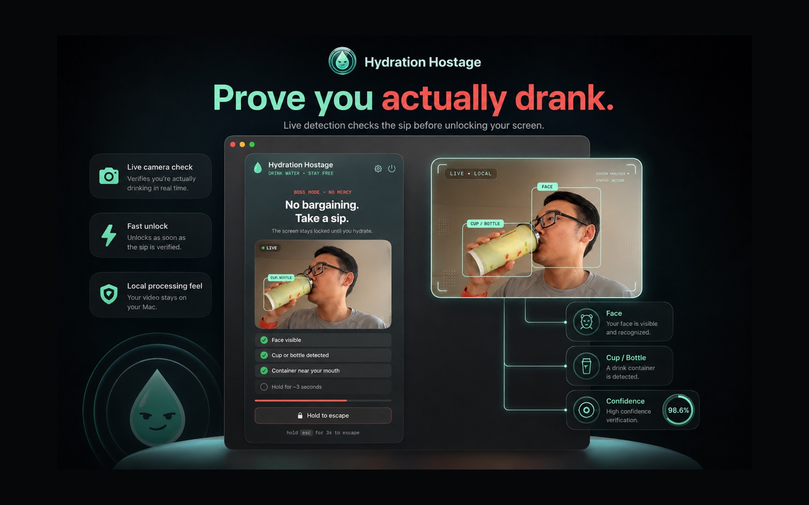 Hydration Hostage — Live sip verification